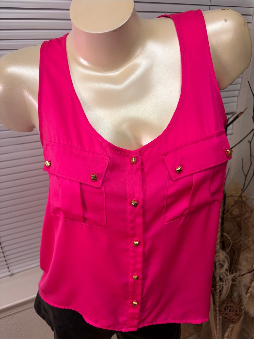 Forever 21 Hot Pink Stud-Accent Tank Top - Picture 3 of 5